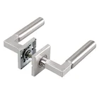 Handle Modern Stainless Steel Satin Square And Rond Tube Indoor Round Rosette Lever Door Handle Entrance Set