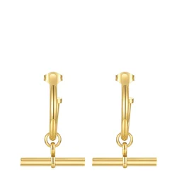 18K Gold Plated Stainless Steel Jewelry C Shaped Stick Accessories Hoop Earrings E211237