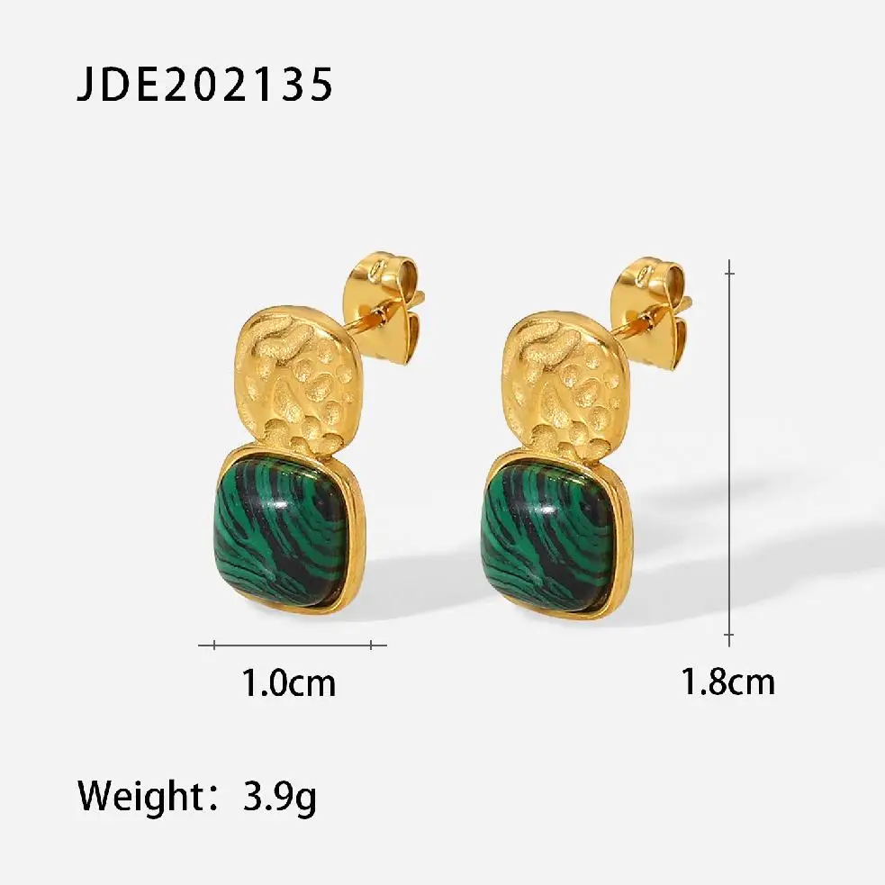 18K Gold Stainless Steel Turquoise Hammer Fine Stud Turquoise Earrings