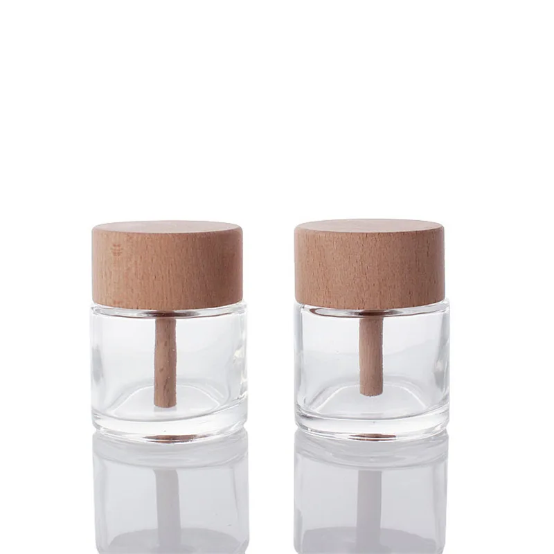 product 50ml hot sale round aromatherapy bottle clear glass perfume bottle without fire aromatherapy bottle with wooden cap-26