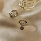 S Jewelry Wholesale Classic Trendy Retro S 925 Sterling Silver Jewelry Smile Open Ring Sets For Women