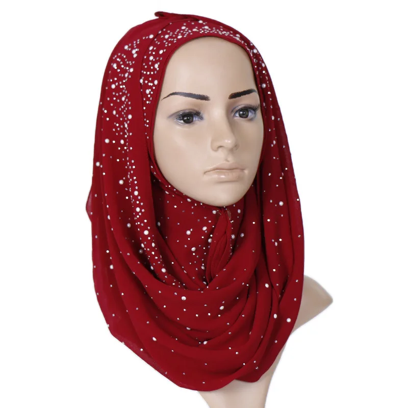 Muslim Scarf Shiny Pleat Hijab Shawls Women Sequins Shimmer Crinkle Long Scarves 