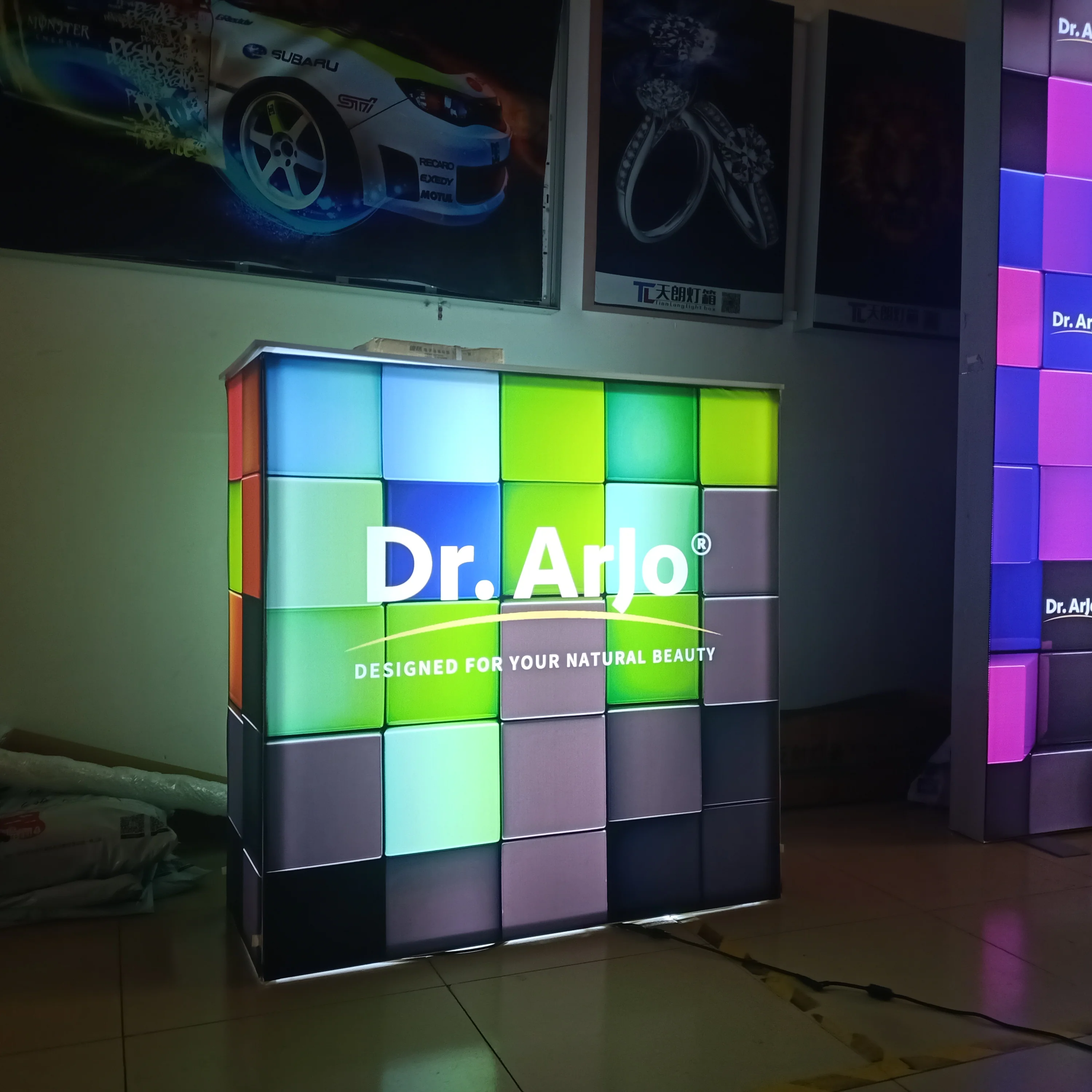 product fast curtain show front desk led display stand exhibition advertising promotion reception folding light box booth customization-1