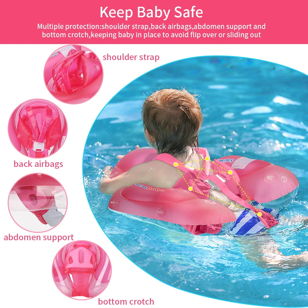 Swimbobo Inflatable Newborn Baby Swimming Floats Wholesale Summer Kids Swim Inflatable Water Float Ring With Canopy