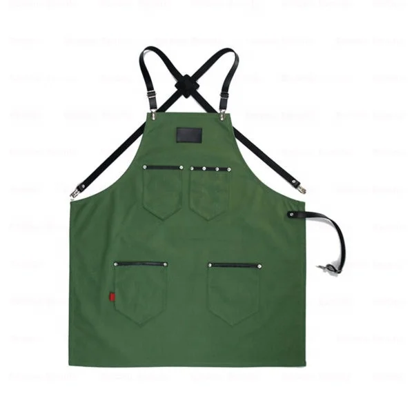 Mulit Packet Barber Apron With Leather Pocket and Shoulder strap  Work Tool or Antifouling Barber Apron