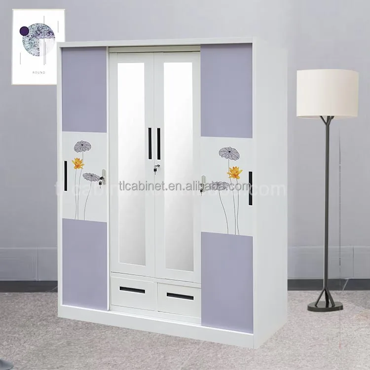 Custom 3-Door Steel Almirah Metal Wardrobe Cabinet Detachable Storage for Bedroom Closets Home Furniture