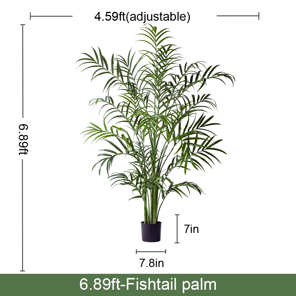 Greenery Simulated Fishtail Palm Artificial Indoor/Outdoor PE Plastic Home Decor with Branch Pot for Living Room Decorations details