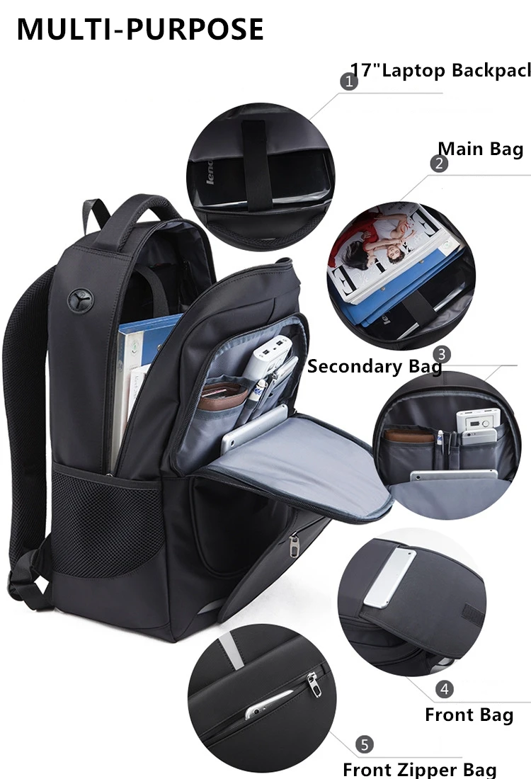 Designer Anti-Theft Day Pack Rucksack Men Women Travel Business 17" Laptop Bags
