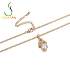 Jewelry Newest CZ Cubic Zirconia Gold Plated Zinc-Copper Alloy Necklace For Woman Claw Setting Jewelry