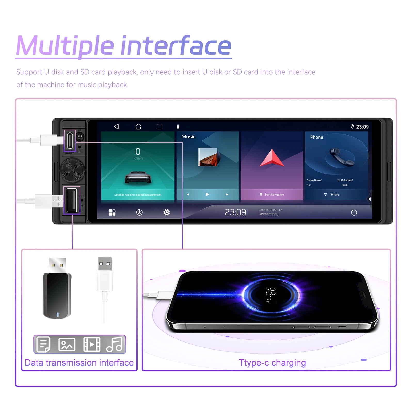 android auto gps wifi dsp bt incell screen stereo a4503-7