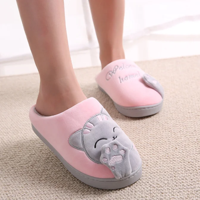 Cartoon Cat Shoes Soft Winter Warm House Slippers Indoor Bedroom Lovers  Couples Floor Shoes - Buy Shoes Soft Land,Cat Face Shoes,Bedroom Shoes For  Women Product on 