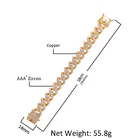 Diamond Diamond 14mm Necklace Jewelry Set Diamond Shape Copper Iced Zircon Cuban Chain