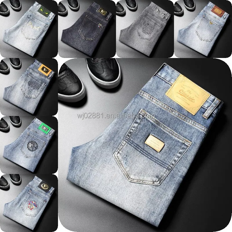 High  Quality Wholesale Custom Fashion Design Men's Denim Pants Star Patch Jeans
