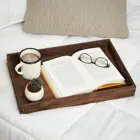 Wooden Meal Tray Black Coffee Table Sofa And Sofa Food Supply Tray