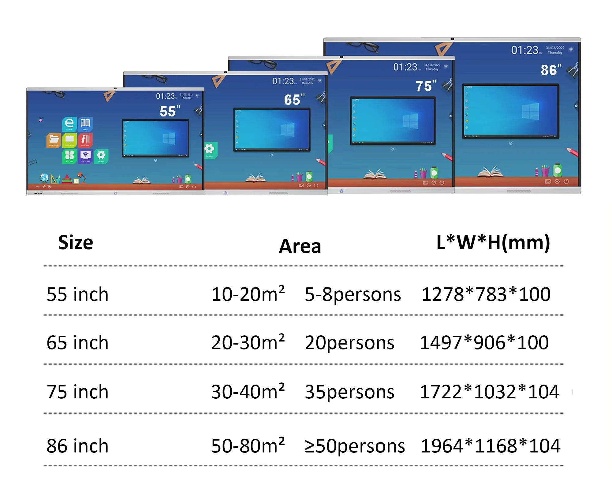 Touchscreen PC Interactive Blackboard Video Collaboration 86 Inch for Conference A Type