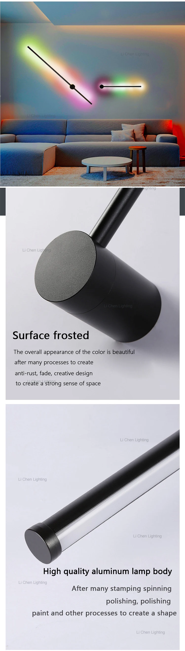 w0043 1 new product indoor decoration for living room corridor hotel metal bedroom led modern rgb wall lamp -1