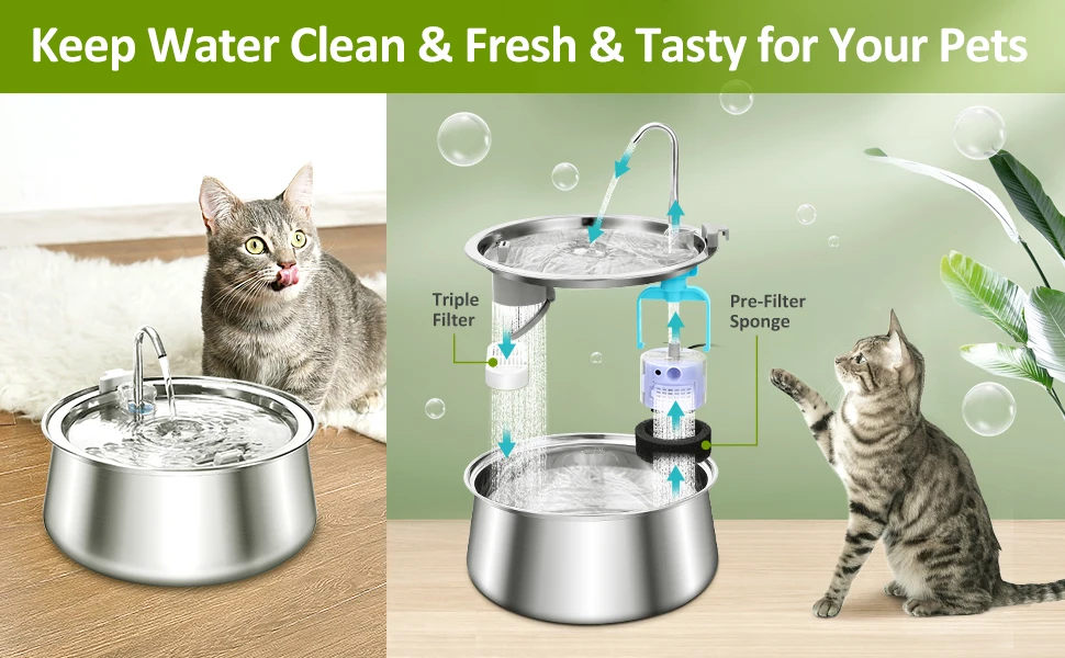6-Pack Cat Fountain Filters With Pre-Filter Foam - Carbon Water Filters For Pet Fountains