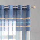 2 Panels Striped Sheer Curtain 52" X 84" Beautiful Voile Curtains Ready To Ship