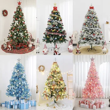 Household Christmas tree set 1.5m 1.8m pink and green luminous shopping mall window ornaments, Christmas decorations