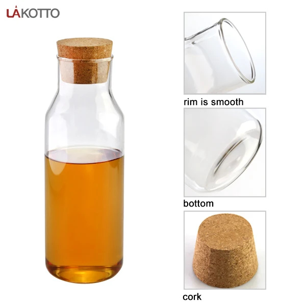 Custom reusable 120ml large borosilicate glass water bottle frosted water bottle glass bottle with cork