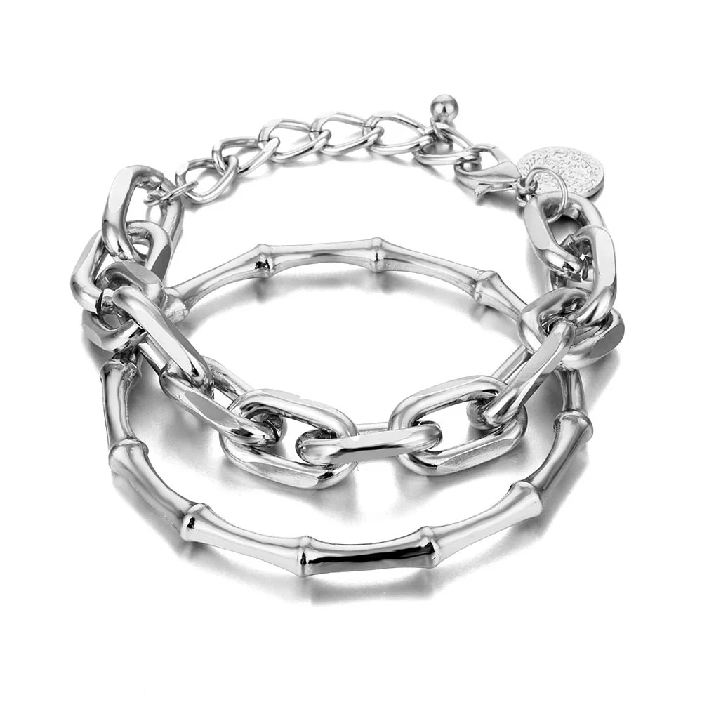 Vintage Simple Multilayer Thick And Thin Chain Various Styles Bracelet For Women Fashion