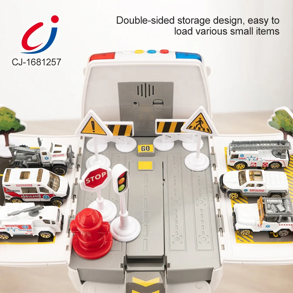 Hot DIY Toys Scenario Medical Die-casting Car Vehicle Inertial Storage Set Ambulance Cars Toys