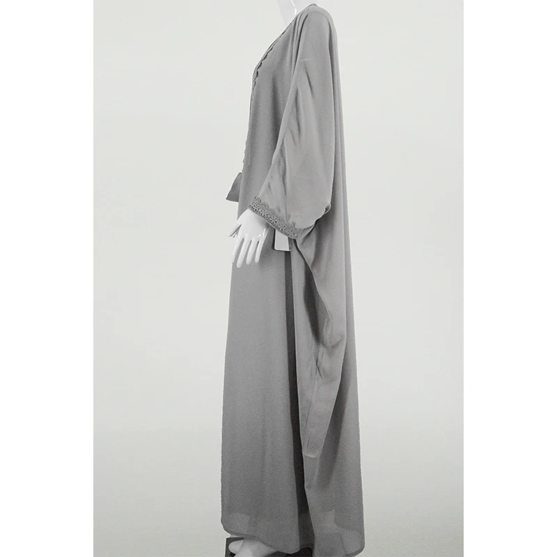 New Designs Eid Dubai Islamic Elegant Modest Abaya Women Muslim Dress Inner Slip Dress Abaya Set Embroider Satin Silk Open Abaya manufacture