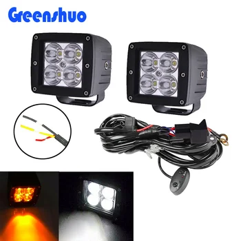 Work Light 3inch Pickup Bumper Auxiliary Spotlight Amber White Offroad Led Pods Lights with Harness Pack of 2