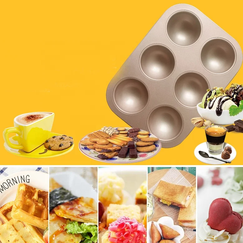 4 6 9 12 cavities non stick half round cake baking tray carbon steel oven cake bread muffin Aluminum alloy cake molds