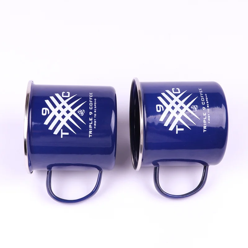 Unionpromo 9cm big size 500ml pure blue enamel mug with custom Logo