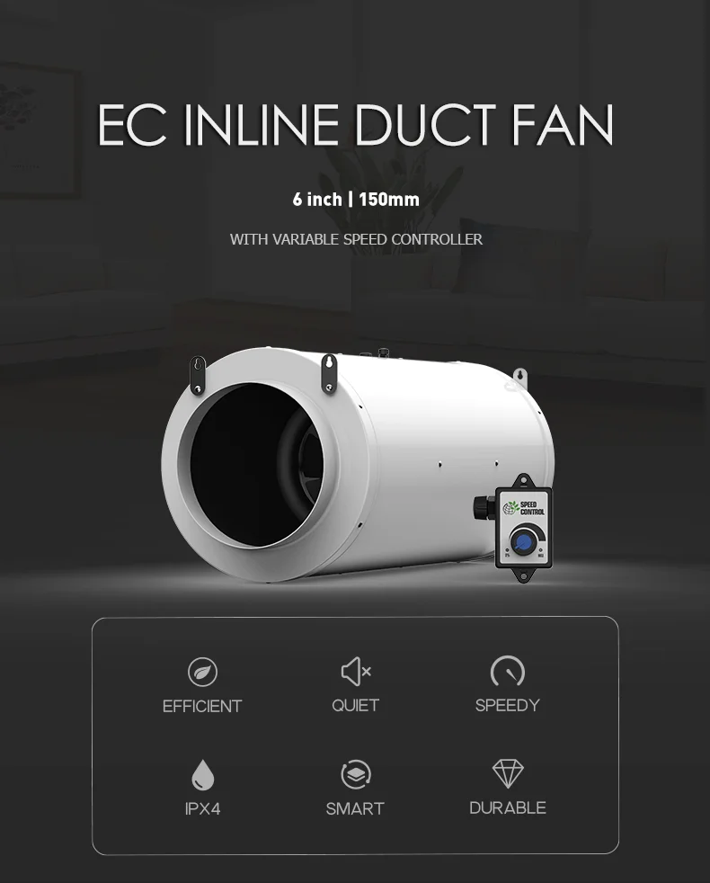 Air Pressure Inline Fan, 150mm, 120V, Plastic - detail 2