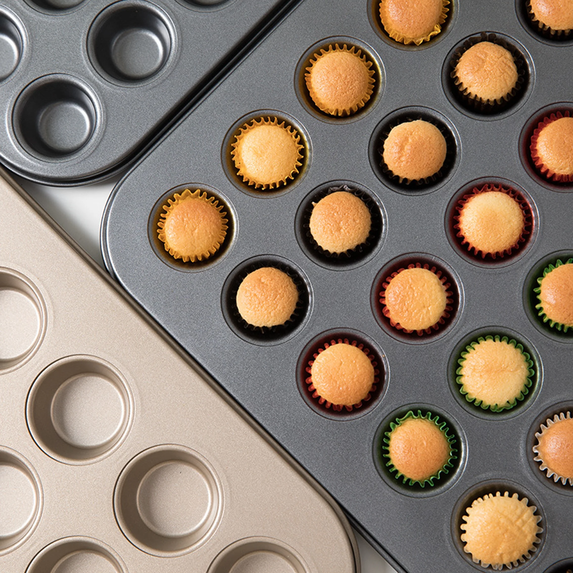 48 Cavity 24 holes Round Carbon Steel Mini Non Stick Muffin Cupcake Baking Tray Oven Baking Molds Aluminum alloy cake molds