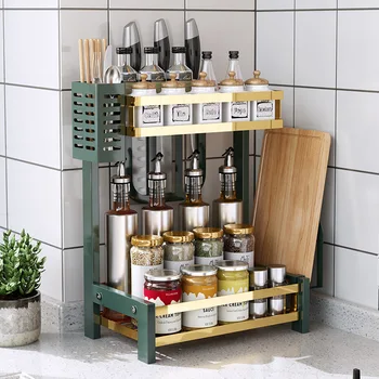 Multifunctional Kitchen Countop Organizer Shelves Cabinet Standing Spice Rack Seasoning Rack