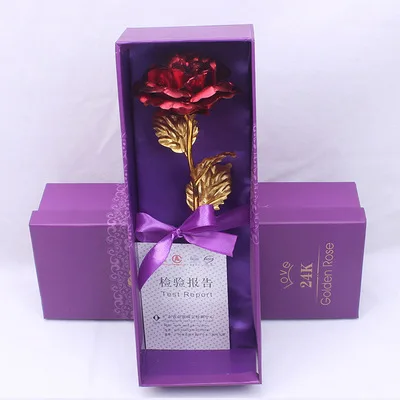 H142  Creative Valentine's Day Love Base Girlfriend Gift Roses Eternal  Foil Plated Artificial Flower 24K Gold Rose