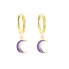 Huggie ROXI Women 925 Sterling Silver Jewelry Gold Plated Moon Star Colourful Enamel Huggie Earrings