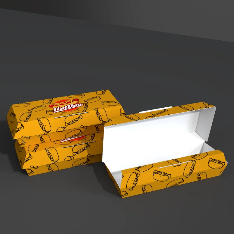 product disposal custom printed hot dog box fast food container package takeaway kraft paper boxes for snack burger sandwich-4