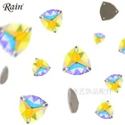Yem High Quality Cheap Custom AB Color FLat Back Crystal Sew On Stones For Weddinng Dress Decoration