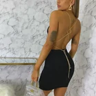 Design Dress Custom Design Sexy Style Women Night Club Dress Sleeveless Backless Bodycon Mini Chain Strap Vestidos