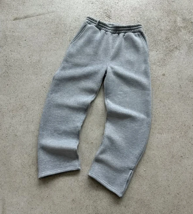 Wholesale Custom Men's Cotton Polyester Solid Plain Essentials Neoprene Open Leg Zip up Blank Sweatpants Jogger Man details