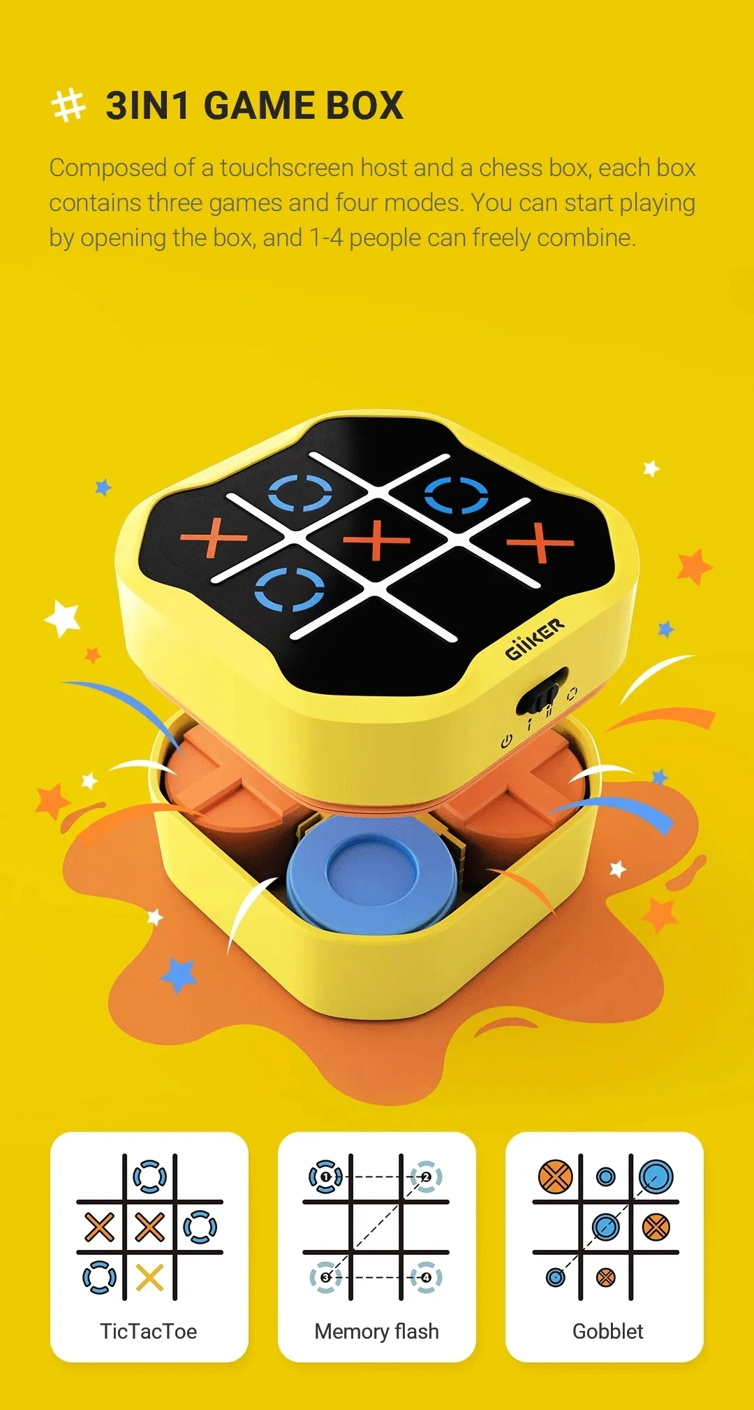2024 Giiker TIC-TAC-TOE BOLT Chess Puzzle Toys Compact And Portable Family Board Game Chess Toys For Kids Gifts