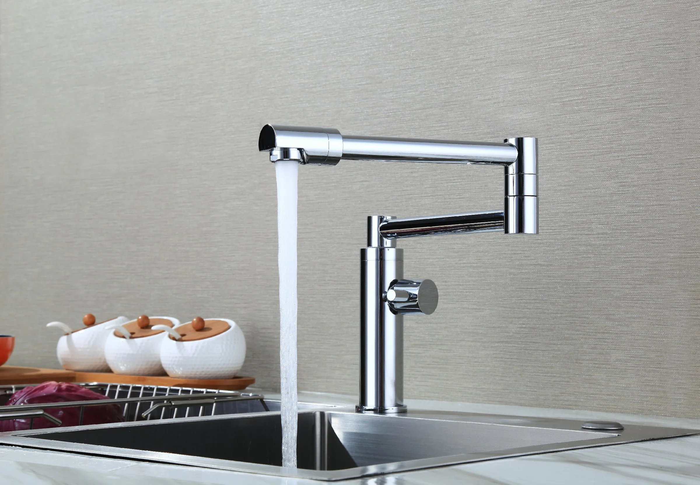 Contemporary style brass pull out folding Single handle Sink Faucet water purifier kitchen faucet