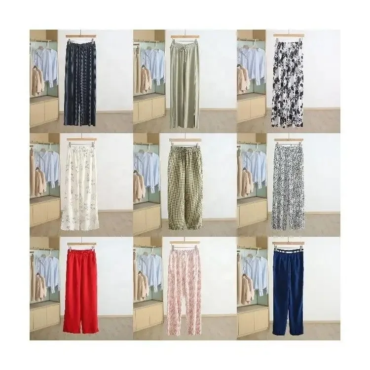 Spring and fall new embroidered sports pants wide leg pants women's drawstring high-waisted loose casual pants