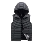 Popular Detachable Hood 100% Polyester Fur Lining Men Cotton-padded Jacket Vest