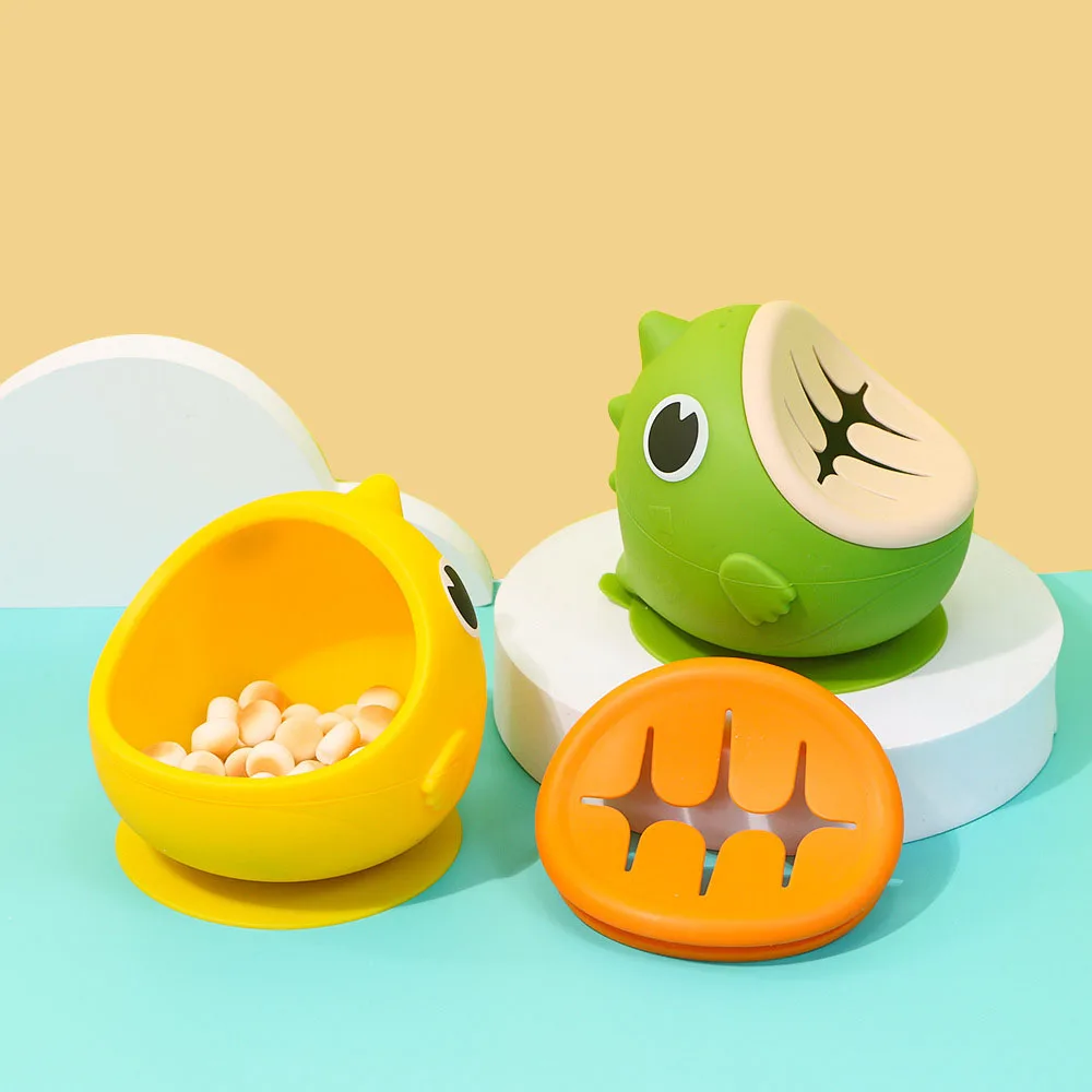 OEM ODM Dinosaur Silicone Bowl Customized Cartoon Baby Suction Food Bowl Steamable and Drop-proof Kids Feeding Bowls