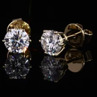 14k Gold Starsgem DE Vvs 6.5mm 1carat Round Moissanite 14K Gold Push Back Moissanite Earrings