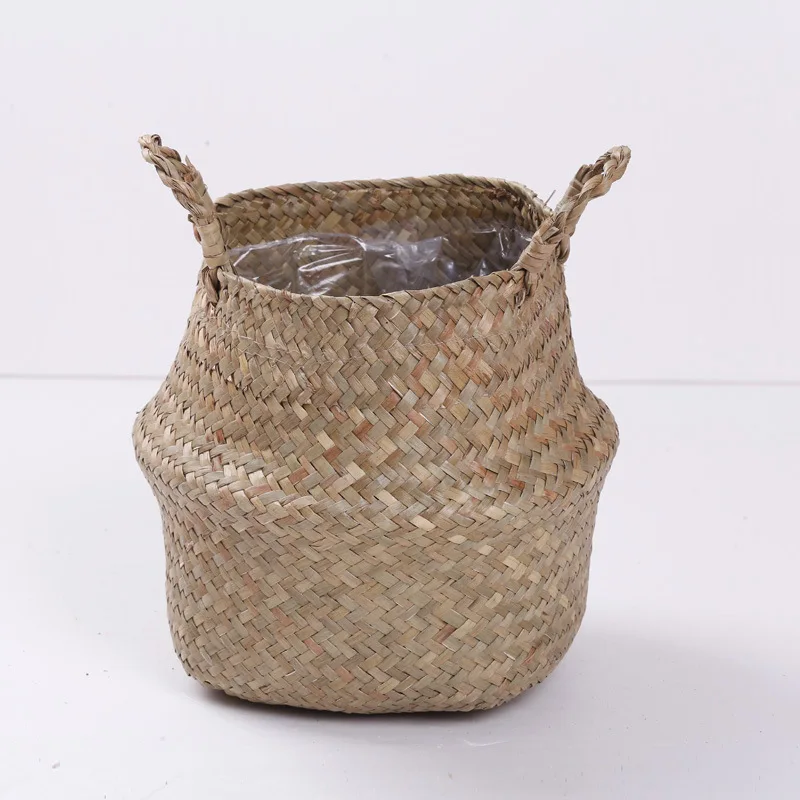 Seagrass Natural Woven Basket Plant Storage Basket Belly Baskets Sea Grass Bags 