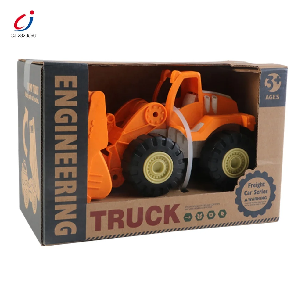Chengji juguete wheat straw construction cartoon bulldozer slide toy truck educational engineering straw truck toy