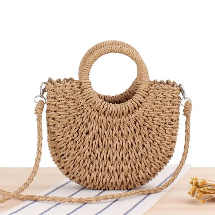 Wholesale Natural Bali Retro Creative Straw Beach Bag Customized Hollow Out Handmade Woven Leisure Handbag