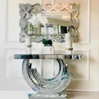 Entrance Table For European Entrance Crushed Diamond Entry Mirrored Sliver Console Table For Hotel