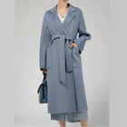 Coat Long OEM ODM Custom 2021 Korean Oversized Trench Coat Women Long Wool Overcoat 100% Cashmere Coat With Belt